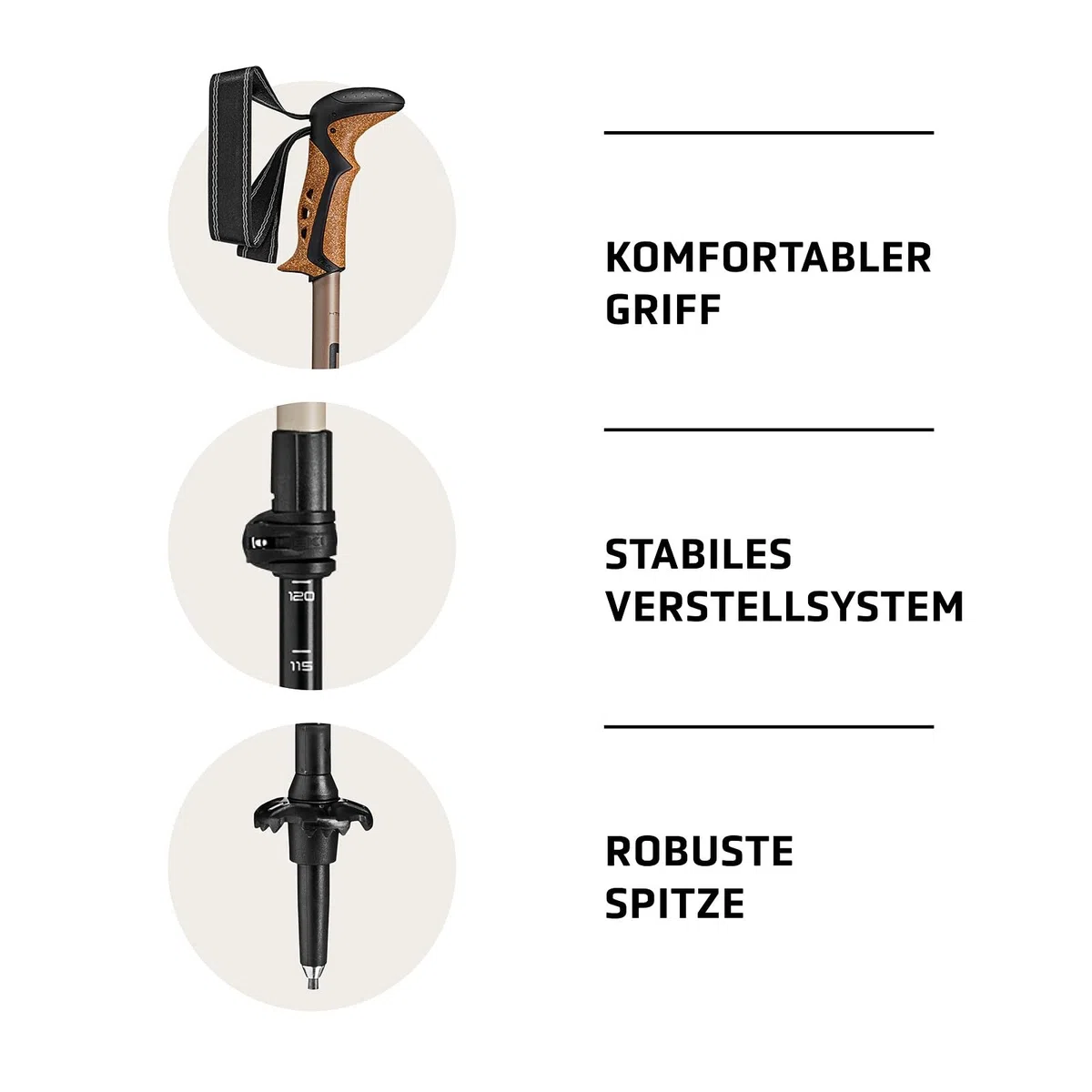 Leki Unisex Khumbu SL Trekkingstöcke Teleskopstöcke Nordic Walking 110-145 cm Schwarz
