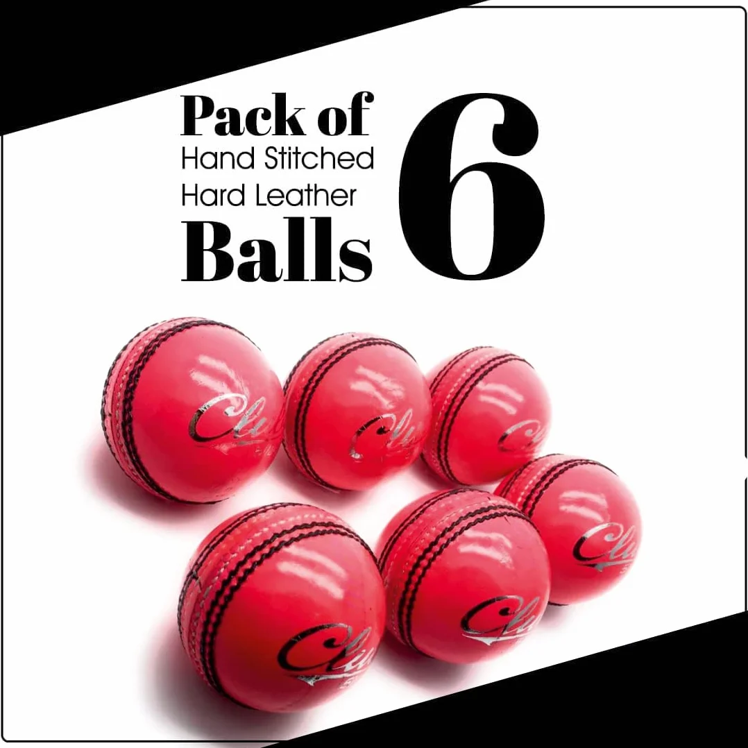 Mozi Sports Men Hand Stitched Club County Cricket Ball Grade A Senior Official Balls Pack of 6 Weight 5.5oz